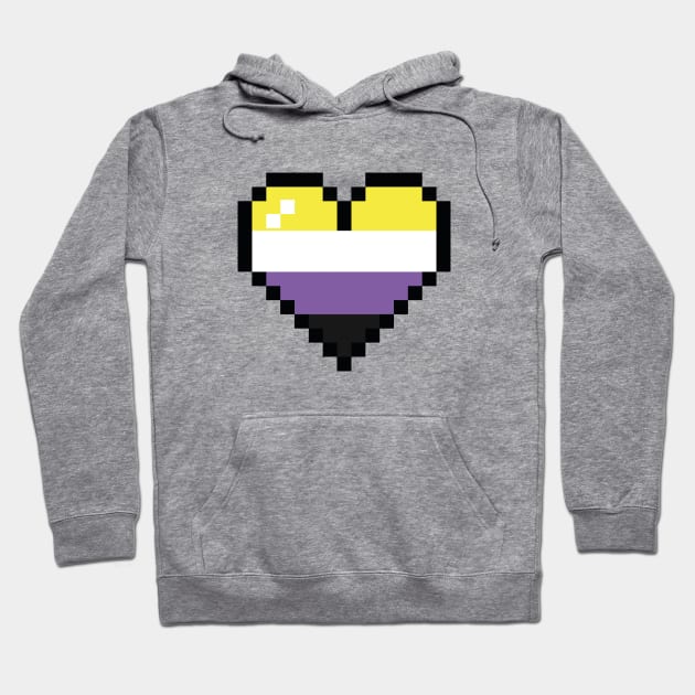 Non binairy 8 bit heart Hoodie by MandyDesigns